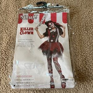 Spirit Red and White killer Clown Outfit with tights